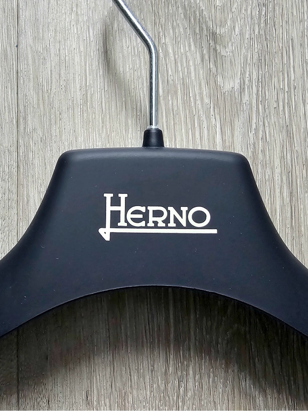 NEW! Herno Authentic Plastic Clothes Hanger with Silver Hook, Length 18”